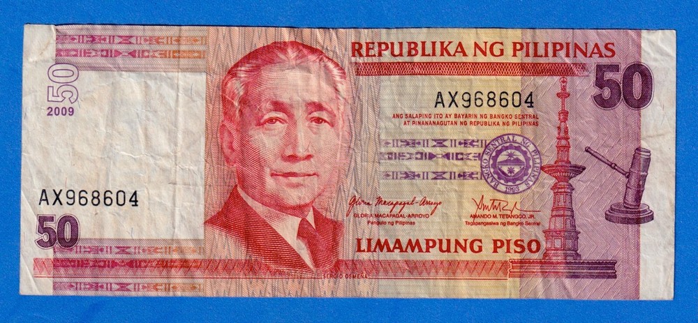 Philippines 50 Piso 2009  P-193b Circulated Note - AX968604