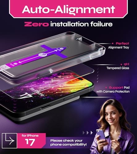 Screen Protector (2Pack), Easy Auto-Align Install Kit, 6.3" for iPhone 17
