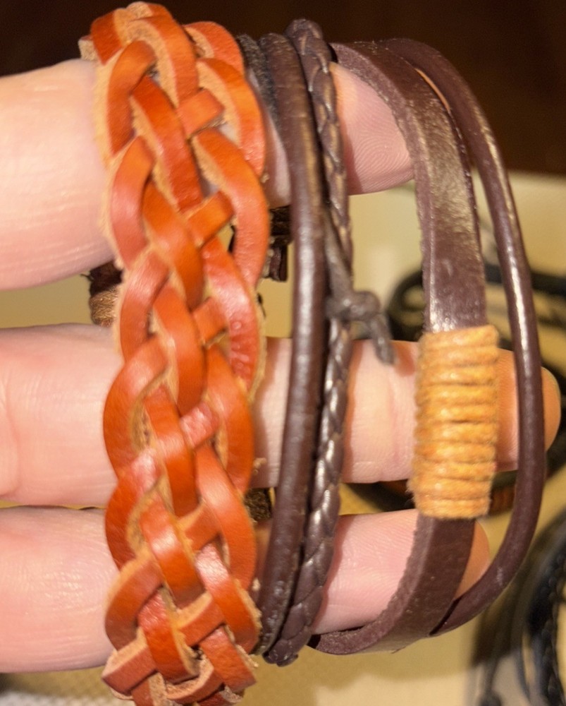 17 Leather /vegan Leather Pull Close Braclets Variety Pack