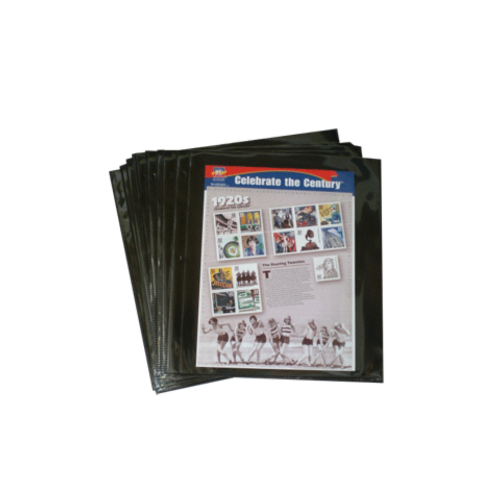 SuperSafe Mint Sheet Album Pages 1-Pocket Black (12 Pack) Archival Stamp Sleeves