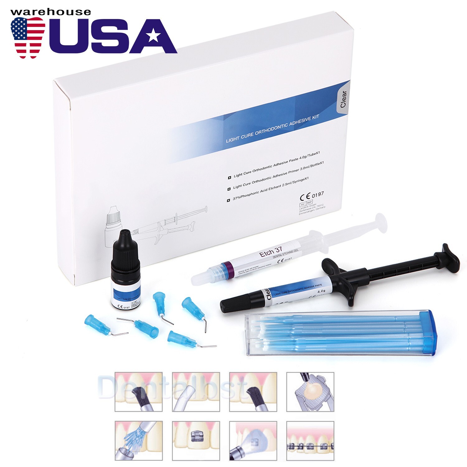 Kit de adhesivo fotosolidificado para ortodoncia dental para Unión de soporte