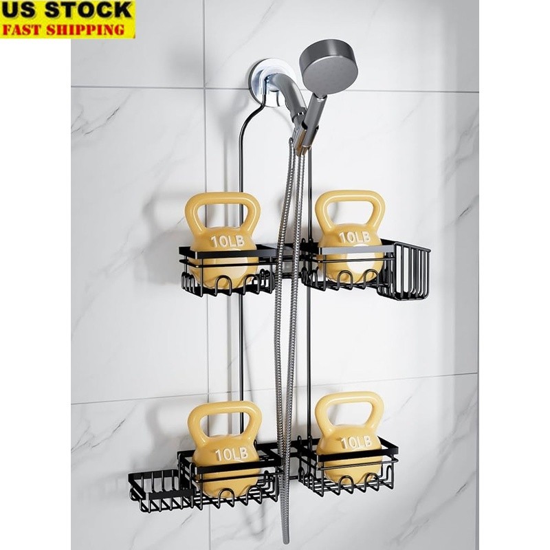 Rustproof Shower Caddy Wall Handheld Tool-Free Large Storage Organizer Hooks New