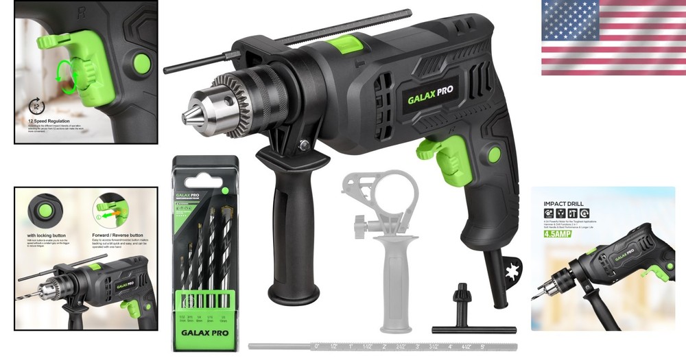Dual-Function Hammer & Drill with 5pcs Bit