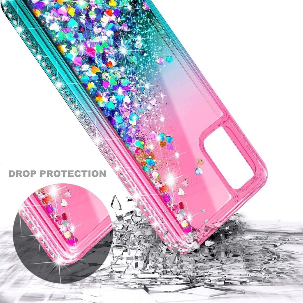 For Samsung Galaxy A71 5G Glitter Ring Stand Case + Screen Protector + Lanyard