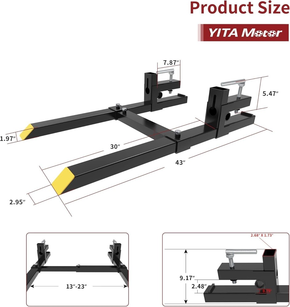 Adjustable Stabilizer Bar Forks - 2000lbs Capacity