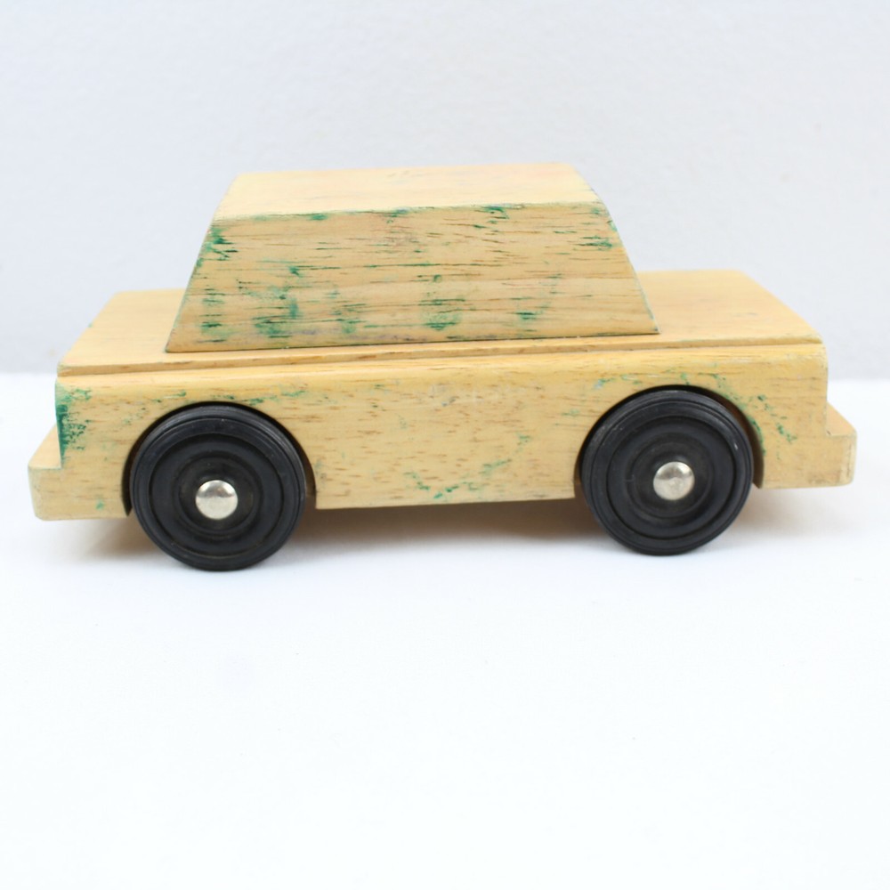 Wooden Car Solid Wheels Montessori Toy Learning 8.5"