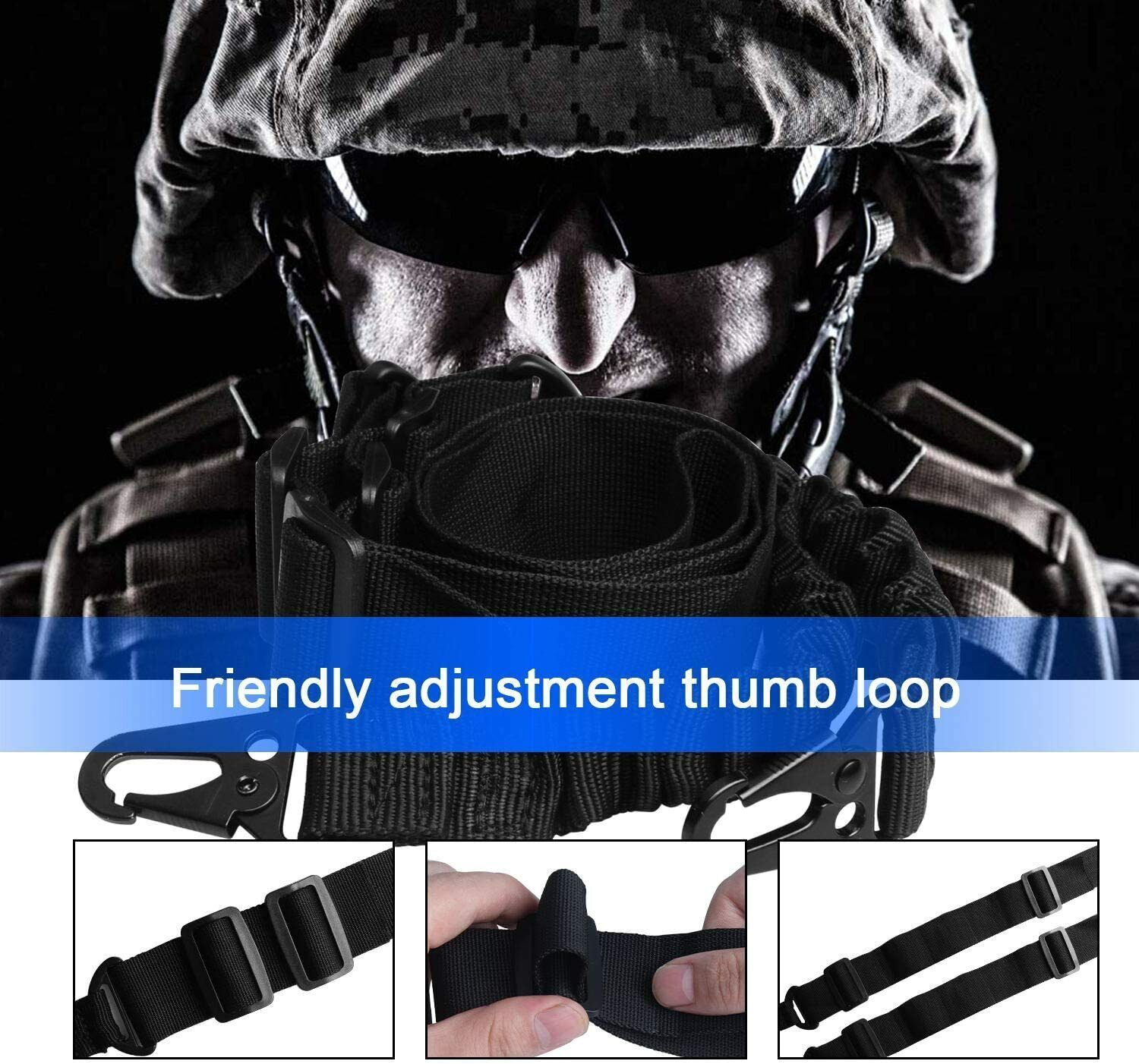 Tactical 2 Point Sling QD Swivel Rifle Adjustable Gun Sling Strap w/ MLOK Swivel