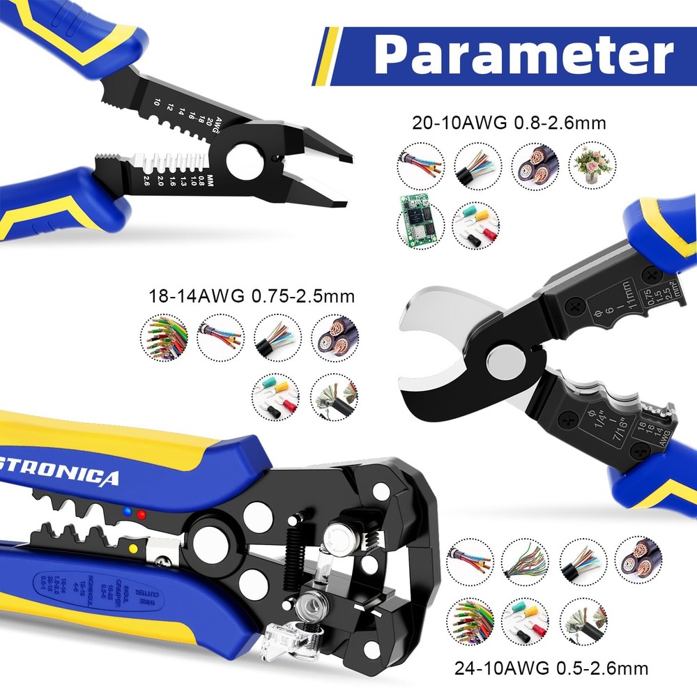 haisstronica Wire Stripper Tools Set for Professional ‎‎blue Yellow