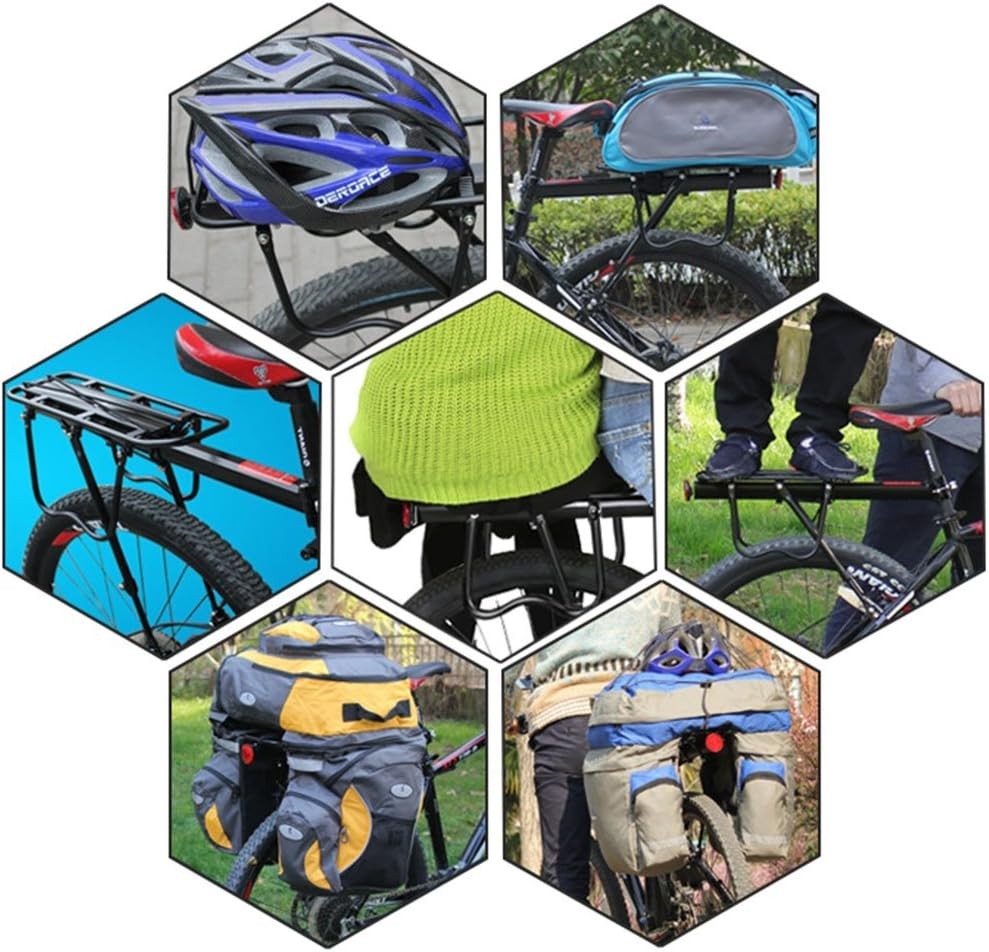 Aluminum Adjustable Bicycle Cargo Rack - 21”L, Easy Install with Quick Release