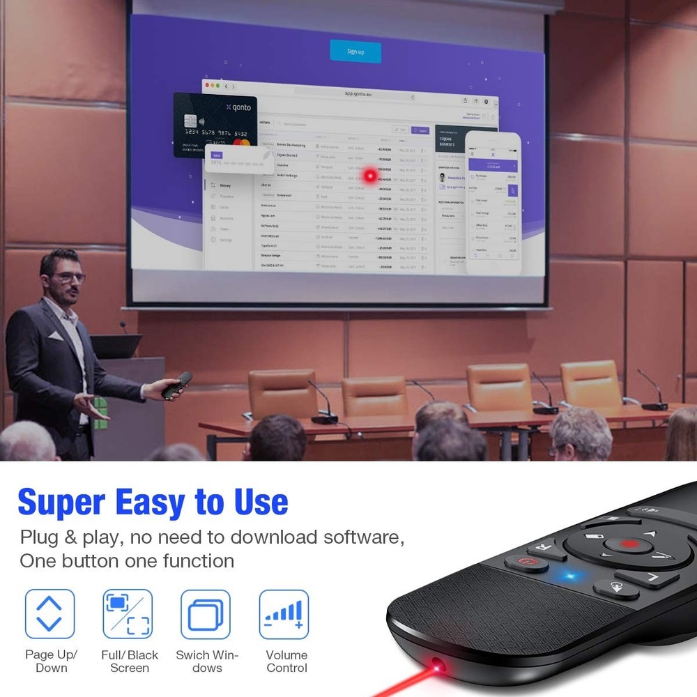Presentation Clicker Air Function Wireless Presenter USB Powerpoint Clicker, ...