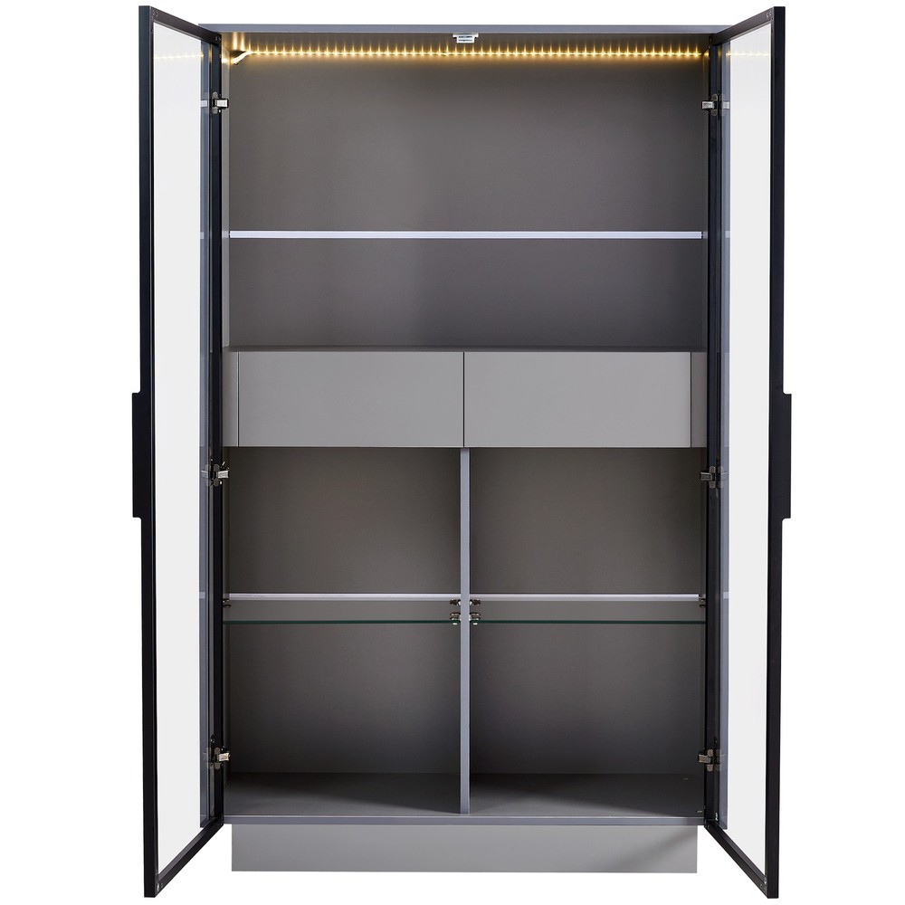 60.6'' Freestanding Display Cabinet with 2 Storage Drawers