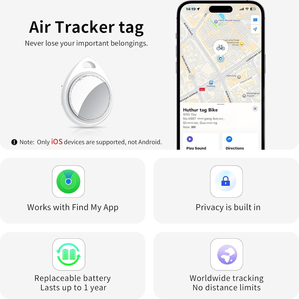 Tracker Tags-16 Pack, 5.3 Bluetooth Tracker Work with Apple Find My (Ios Only),