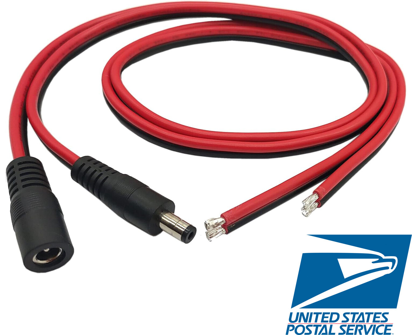 10X Male & Female DC Power Pigtail Cable Wire Plug 18 AWG 2.1mm x 5.5mm 12V 5A