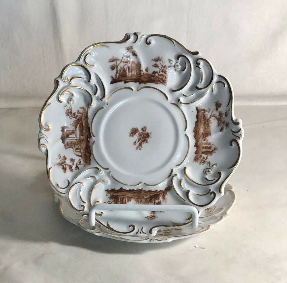 2 Winterling Brown Watteau Saucers