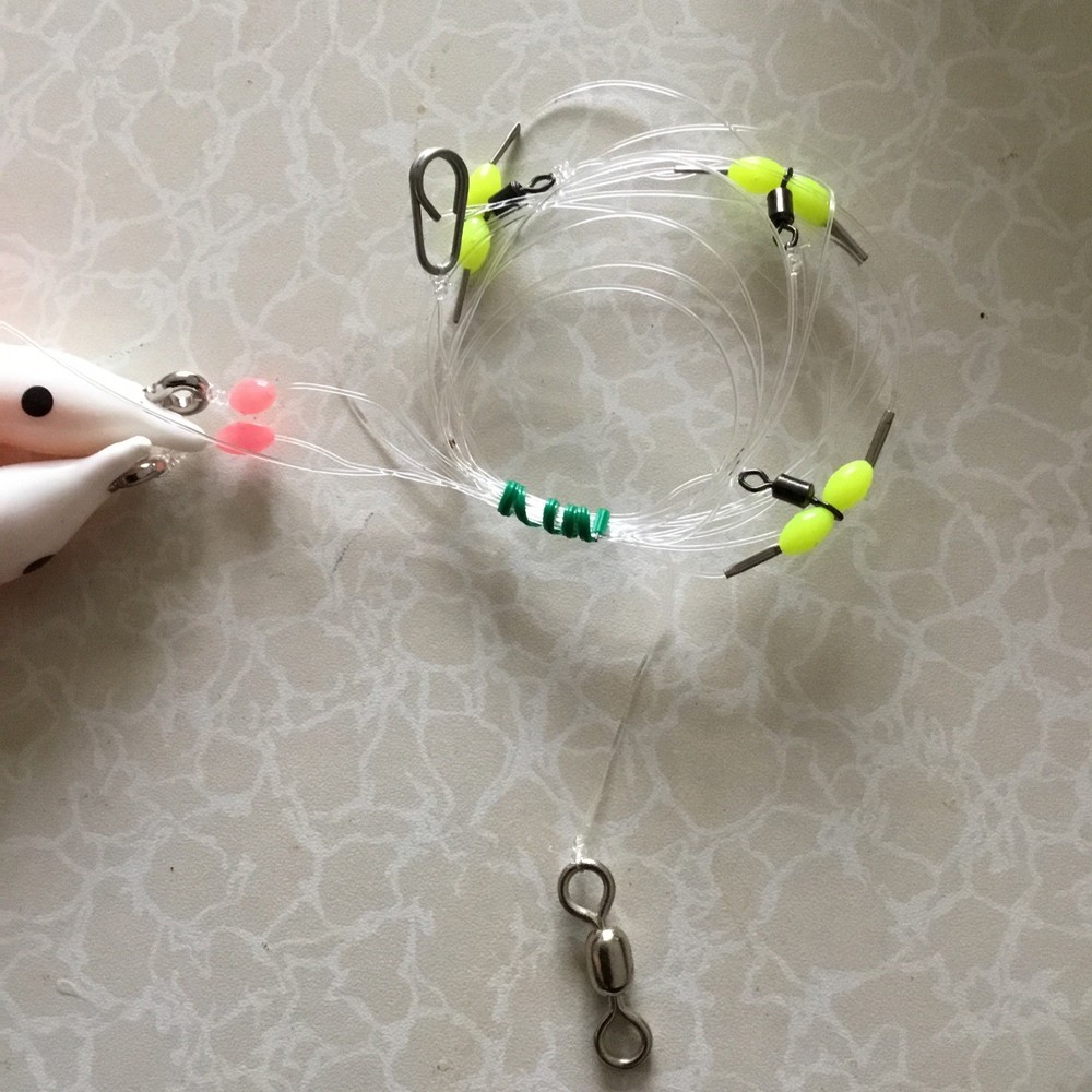 Cod Polllock 3 Hook Flapper Rig 8/0 Hooks White Head Orange Muppets 6” Lures