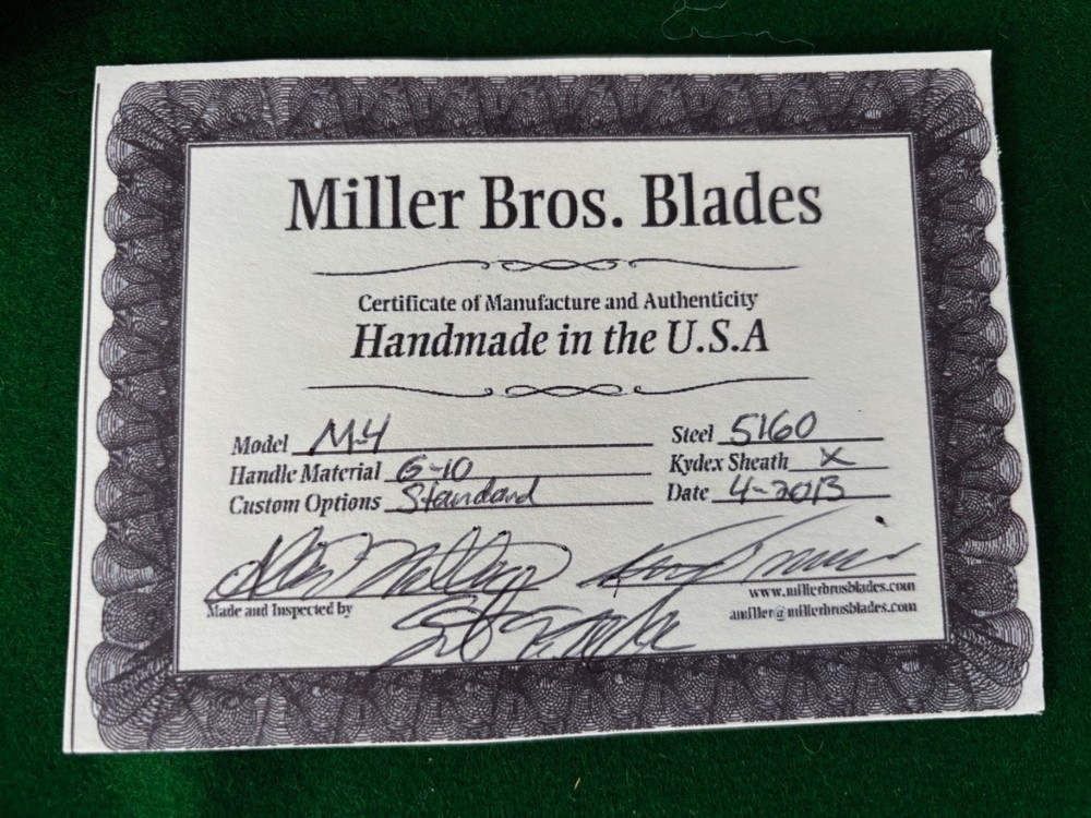 Miller Bros Blades Model M4 NEW condition!