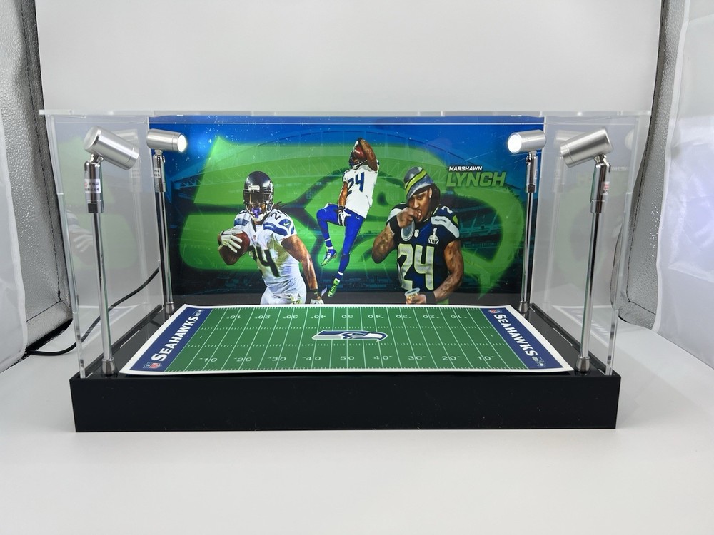 Marshawn Lynch - Seahawks - Custom 2-3 Card PSA Display Case W/ LED Lights