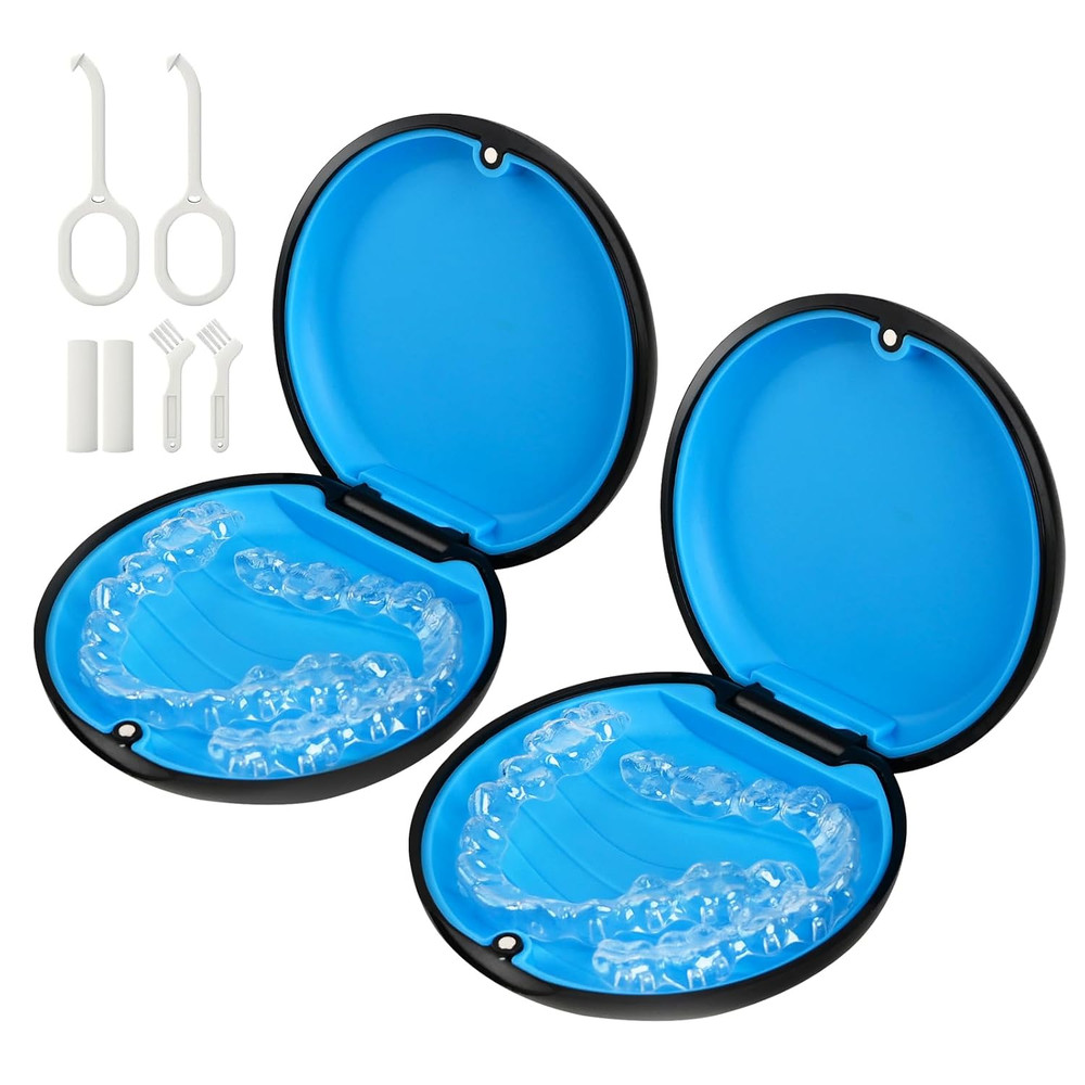 2 Pack Retainer Case, Compatible with Invisalign, Cute Orthodontic Slim Aligner