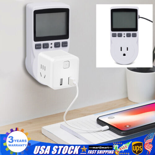 Digital Thermostat Outlet Plug Temperature Controller Outlet Socket 15A 1800W