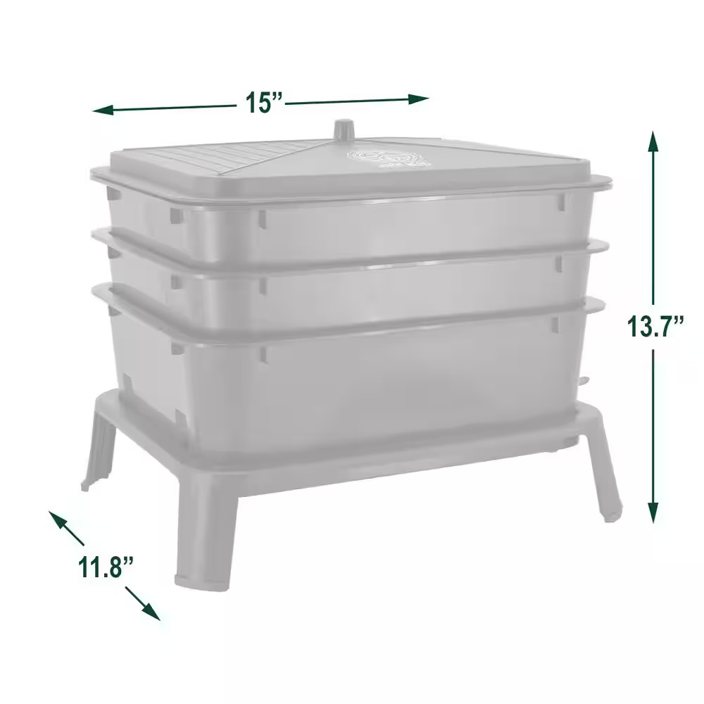 Jaylen Worm Nerd Large Black 4-Tray Worm Composting Bin Kit with Coco Coir Brick