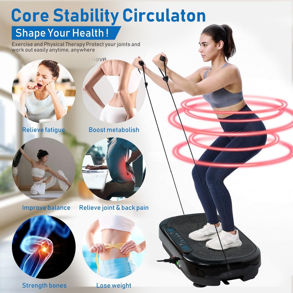 Vibration Plate Exercise Machine, 500 Lbs Capacity, with Bluetooth and LED Di...