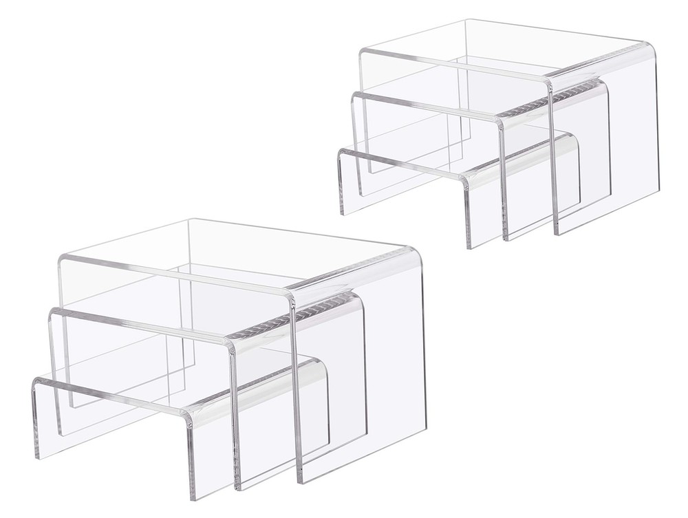 6 -Piece Strong Clear Acrylic Rectangular Riser For Retail Shelf Showcase