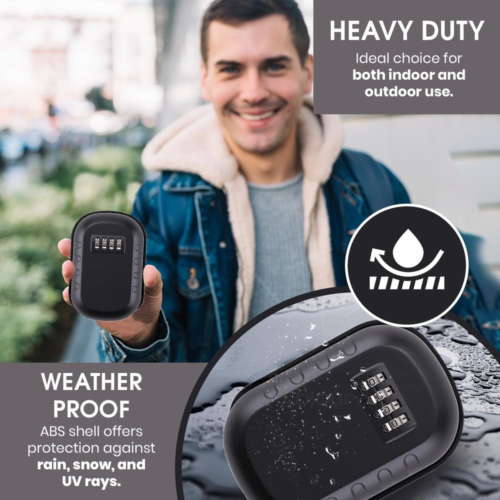 SAFEKEY HAVEN Key Lock Box 4 Digit Combination Wall Mount A4 Secure Lockbox