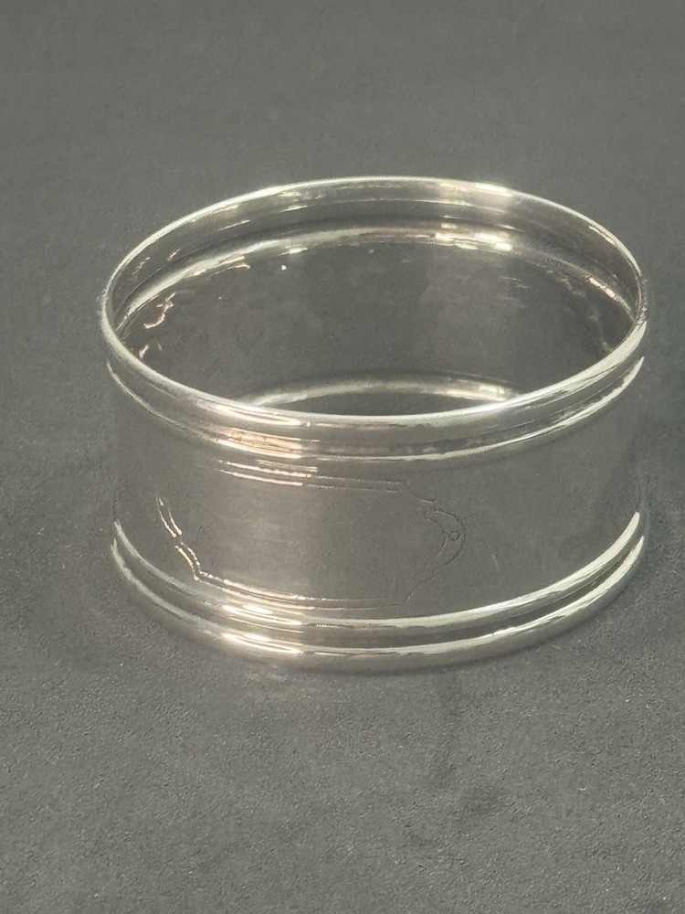 Oval Hammered Napkin Ring Sterling Silver No Monogram