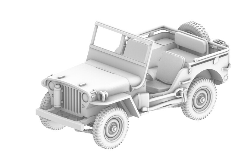 3D Printed 1/72 American Willys MB Jeep Unpainted
