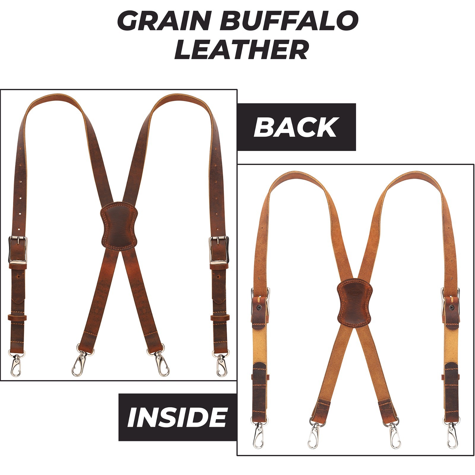 NUTUCH Grain Buffalo Leather Suspender for Men | Vintage Suspenders