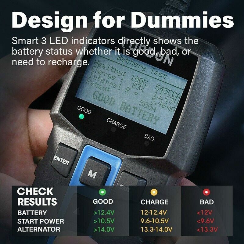 TOPDON Battery Tester Cranking Charging System Battery Analyzer with Printer