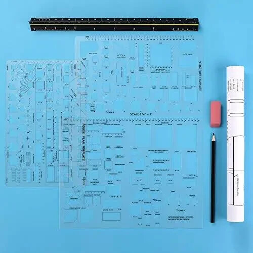 3 Pack Architectural Templates Drafting Tools House Interior Design Template