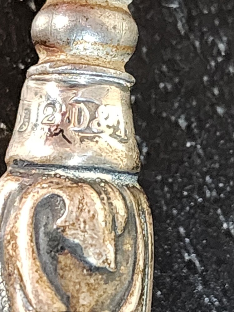 1898 Sterling Handle VICTORIAN BUTTON HOOK Angels Cherubs HALLMARKS