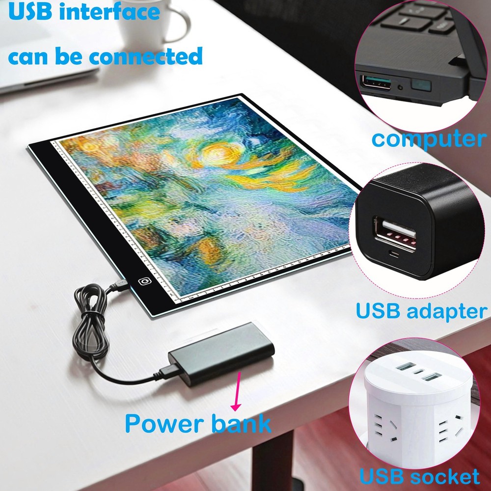 A5 LED Light Box Adjustable Light Table Board Tracing Light for Drawing