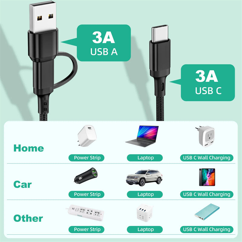 Multi Charging Cable 3 in 1 Multiple USB Fast Charger For iPhone Type C Micro