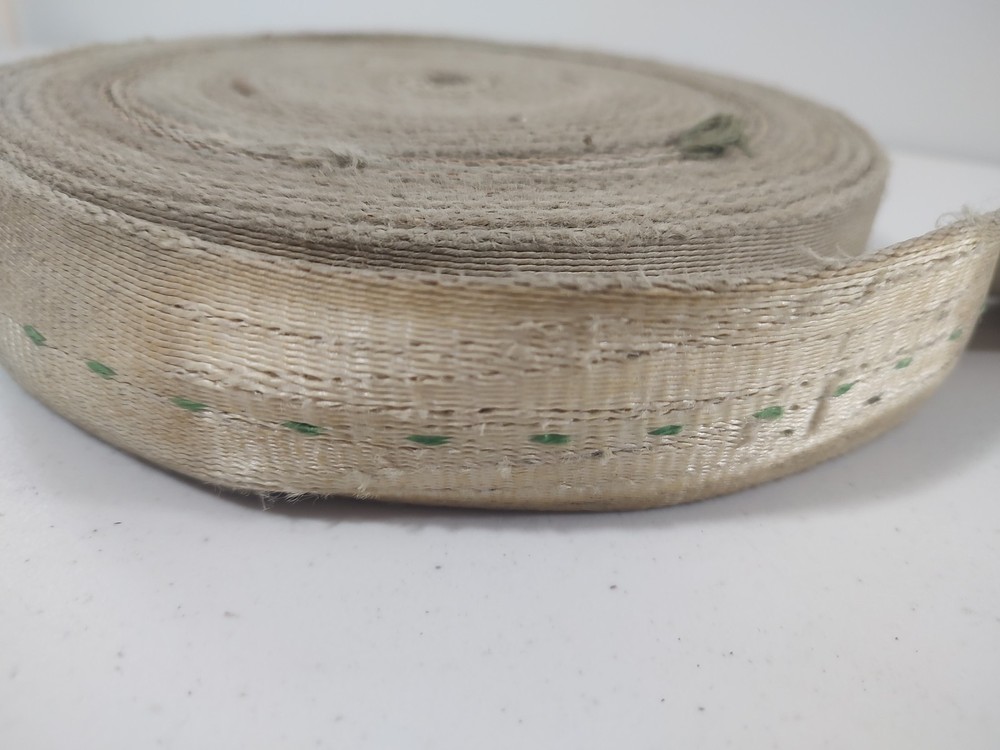 2" Military Surplus Webbing Strap 35 Ft Poly Or Nylon White W / Green Thread