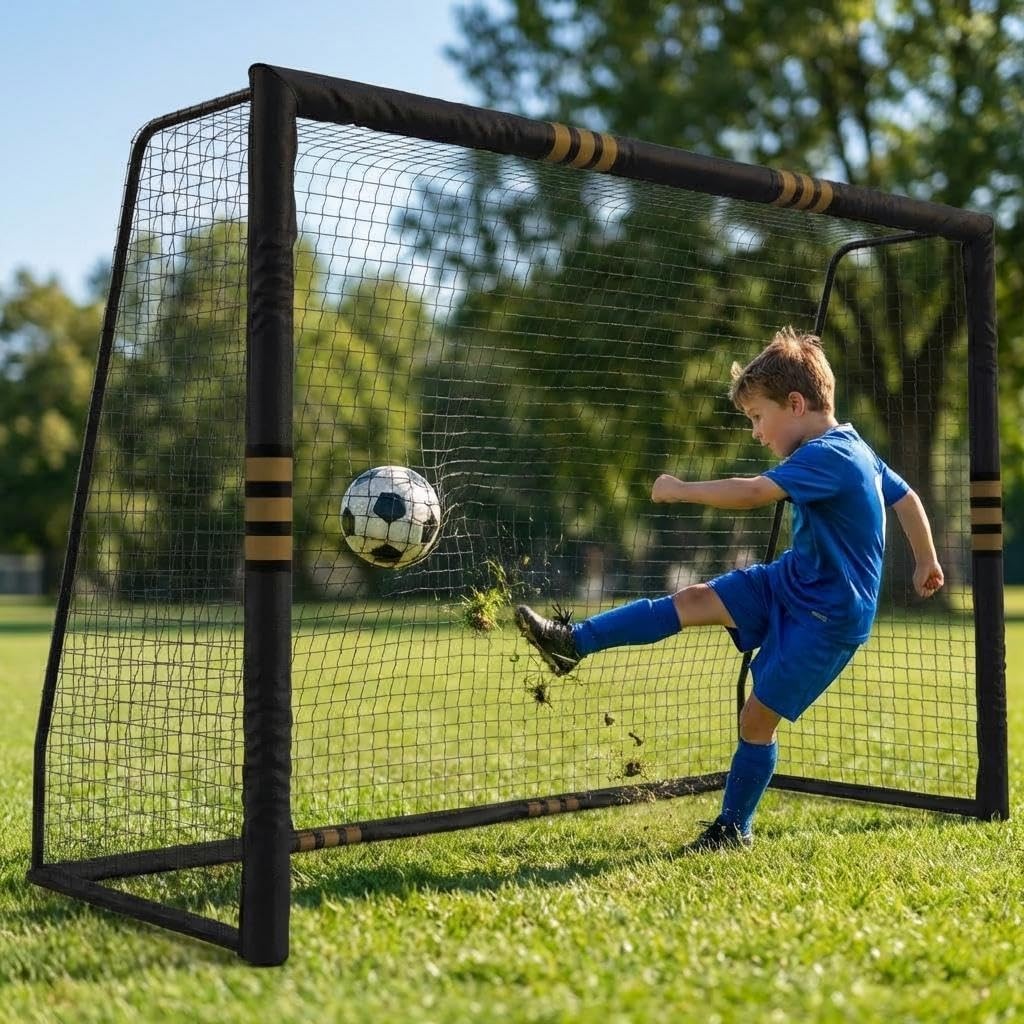 8x5.3Ft Backyard Soccer Goal W/ Metal Frame & Padded Posts Weather-Resistant Net
