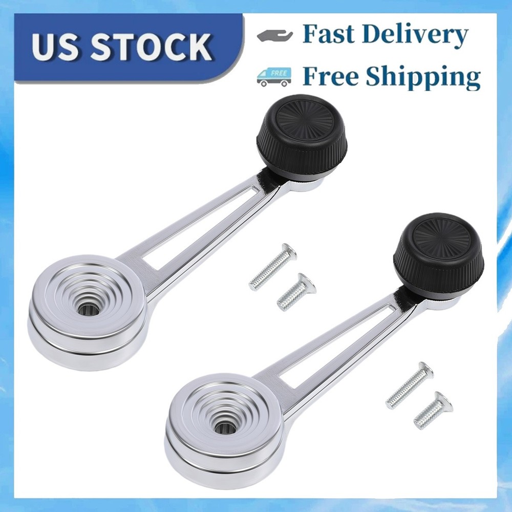 2x Chrome Inside Interior Window Crank Handle Pair Set NEW for Ford Chrome