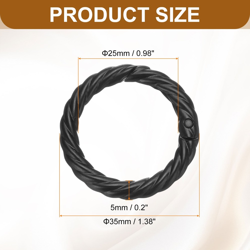 10Pcs Spring O Rings 1" Round Trigger Snap Hook Circle Black Key Ring Clip