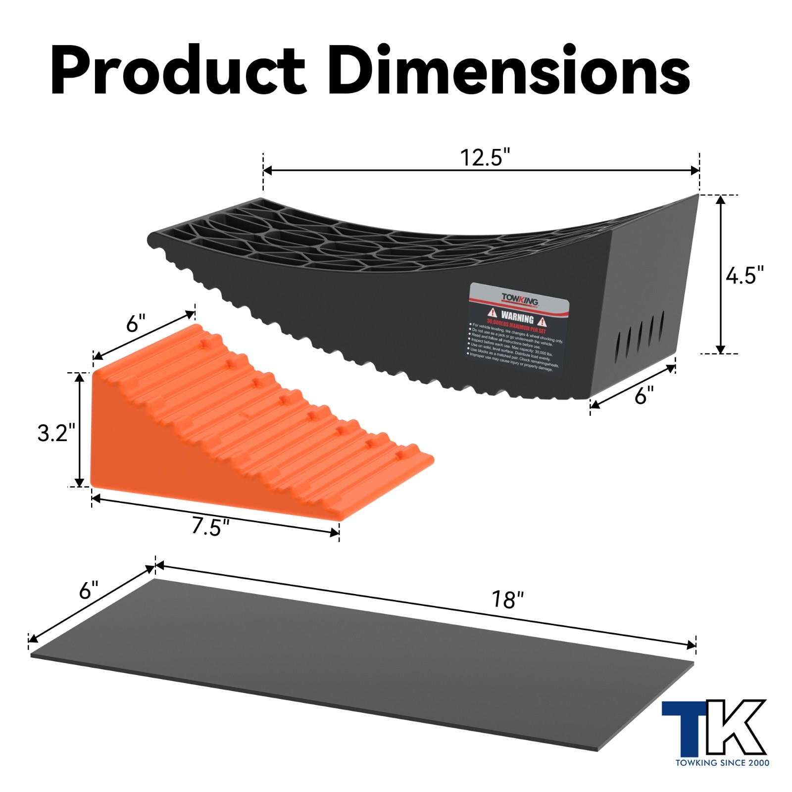 2PcsCamper Leveler System, 30,000 lbs RV Leveling Blocks W/Curved Design & Chock