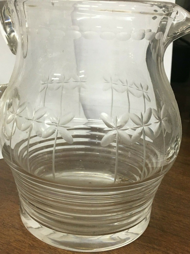 Stuart Cut Crystal Pitcher Unknown Pattern Signed