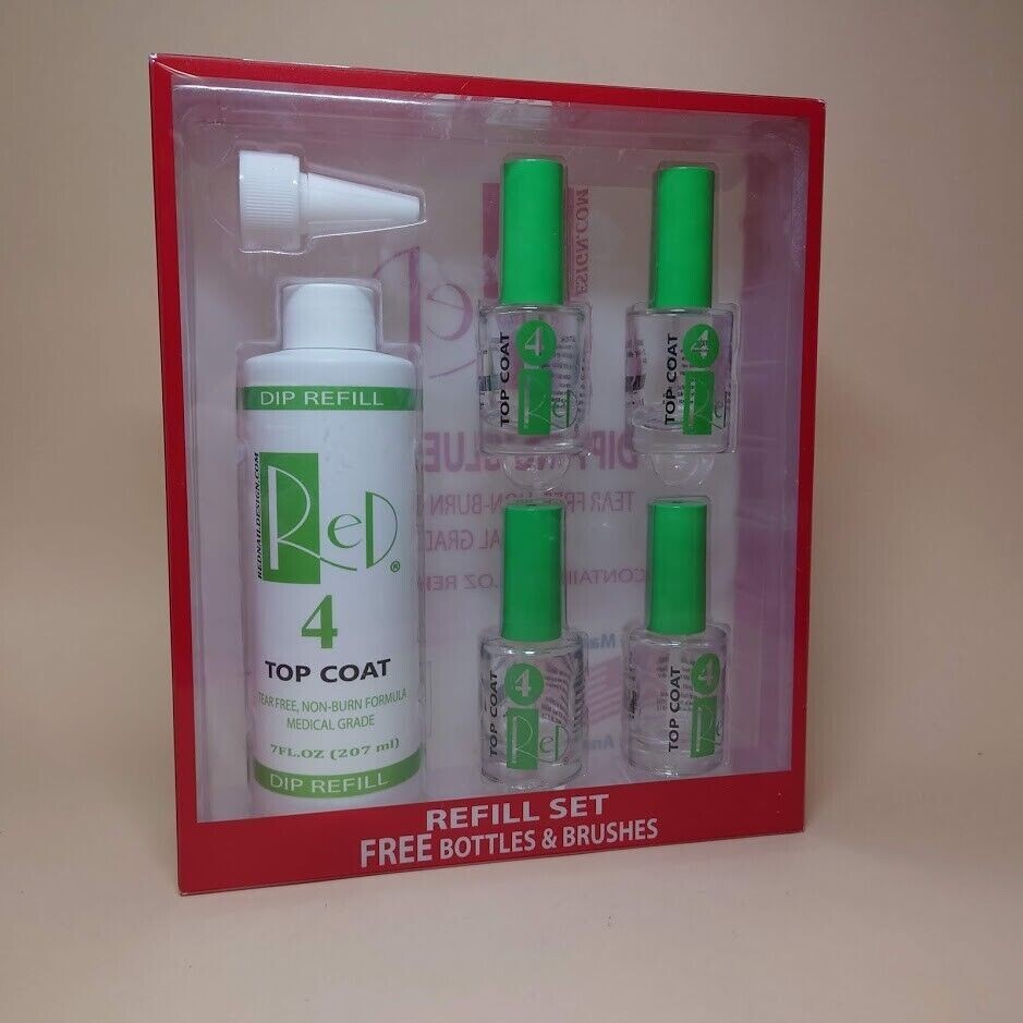 RED Dipping Top Coat (#4) Refill Kit 7 oz + 4 empty bottles Super Deal