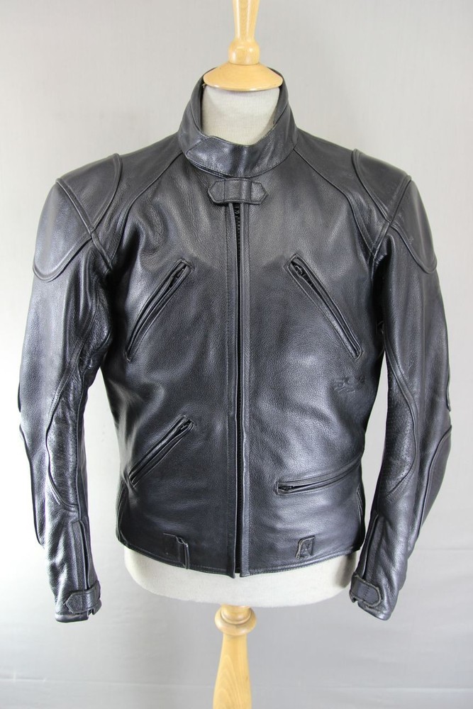 CLASSIC RIDER BLACK LEATHER BIKER JACKET 38 INCH