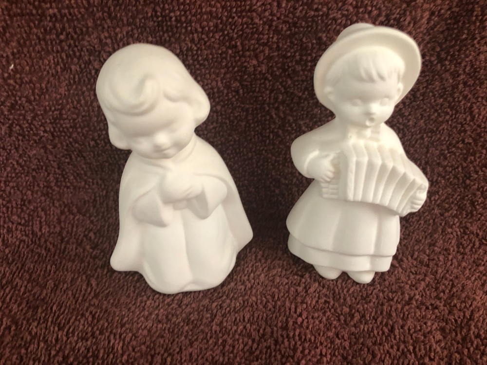 2 Children Ceramic Bisque Ready to Paint.