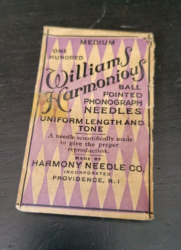 Williams Harmonious Med Gramophone phonograph needle packet - empty