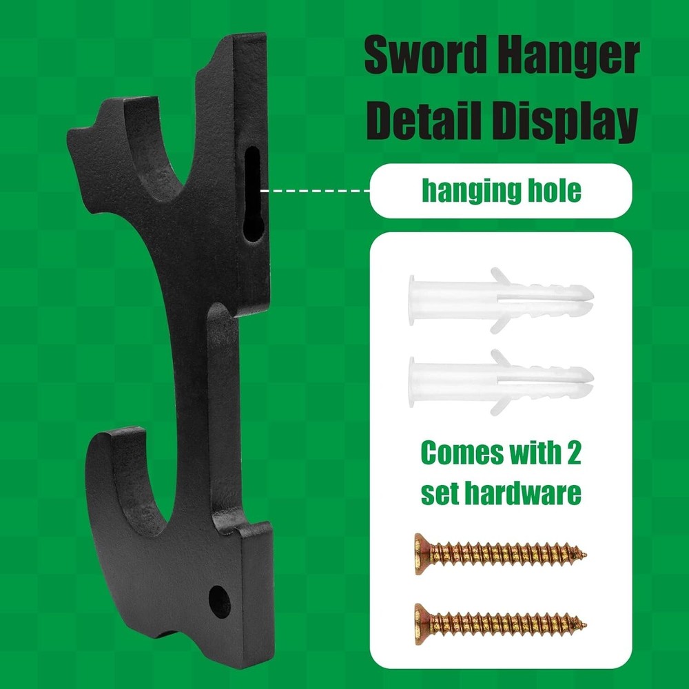 Adjustable 2-Tier Samurai Sword Holder Wall Mount - Japanese Weapon Rack