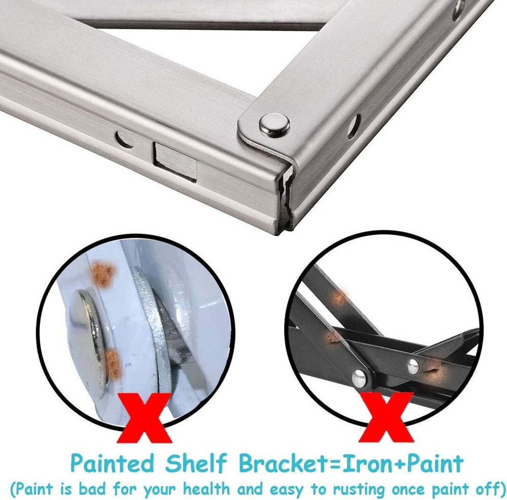 14'' Wall-Mounted Folding Shelf Brackets - 440 lb Capacity, Easy Install, 2-Pack