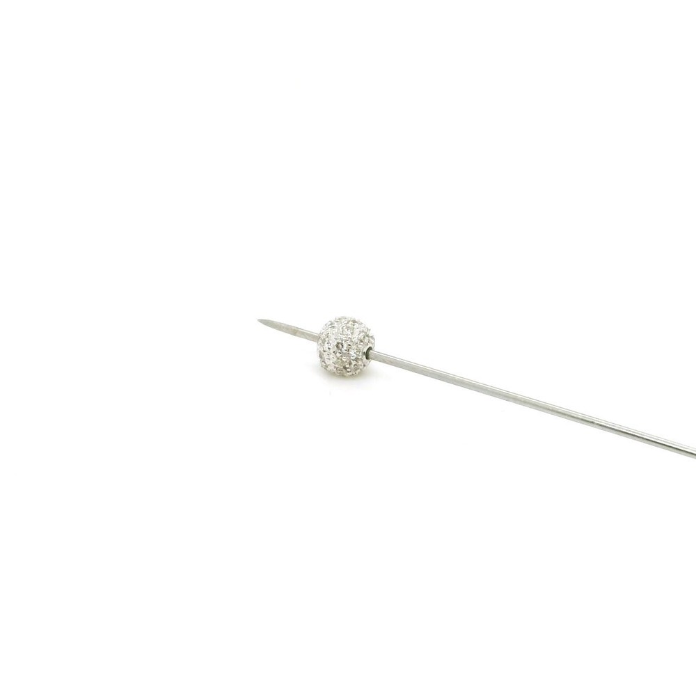 5mm Pave Diamond Ball Beads 18k Solid white Gold Finding spacer clasp round