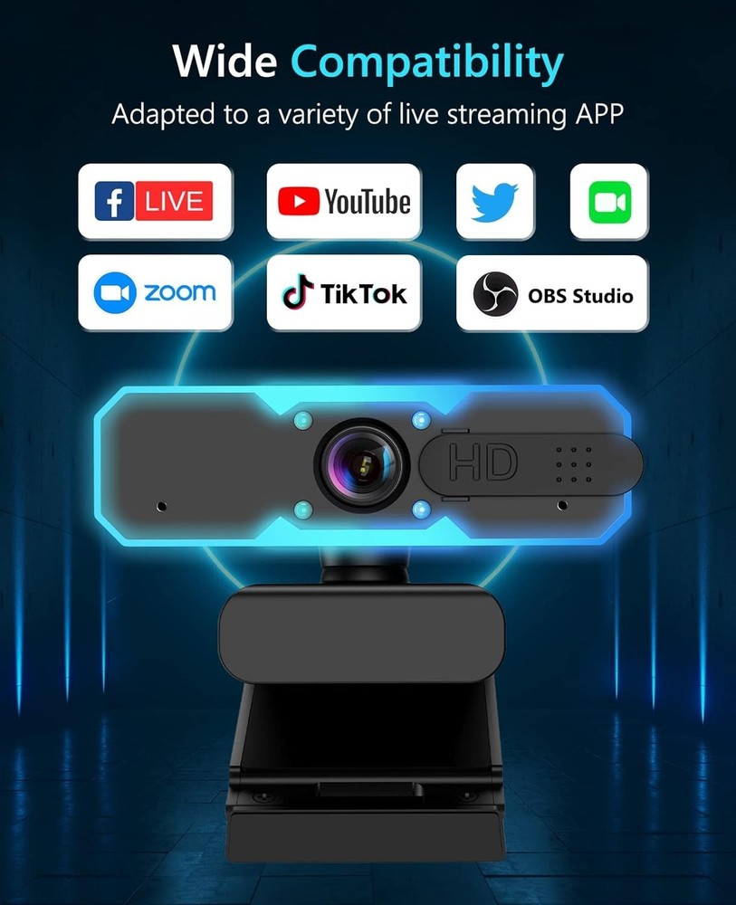 Full HD 1080P Streaming Webcam with Microphone