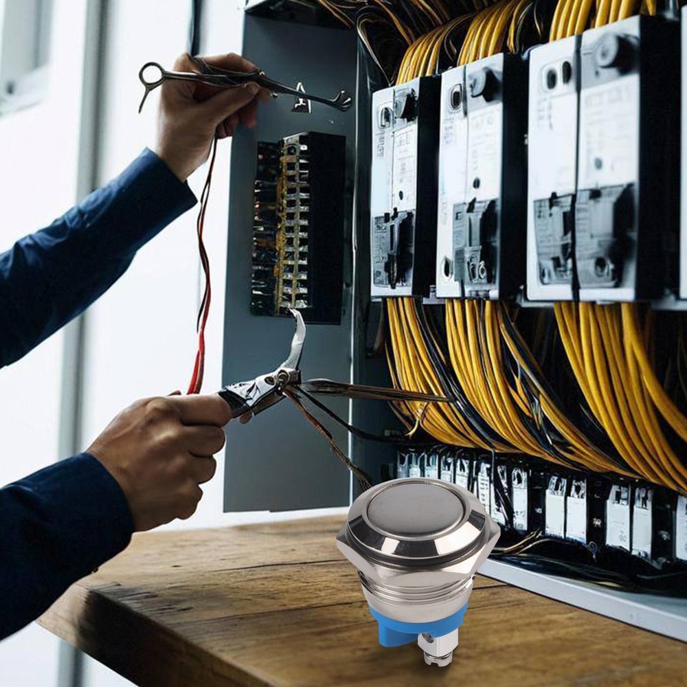 Metal Push Button Switch Latching Fixed Electric On Off Power LED Light 12V